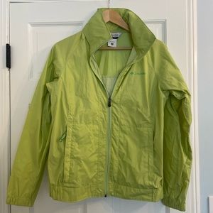 Columbia Hooded Rain Jacket in Lime Green